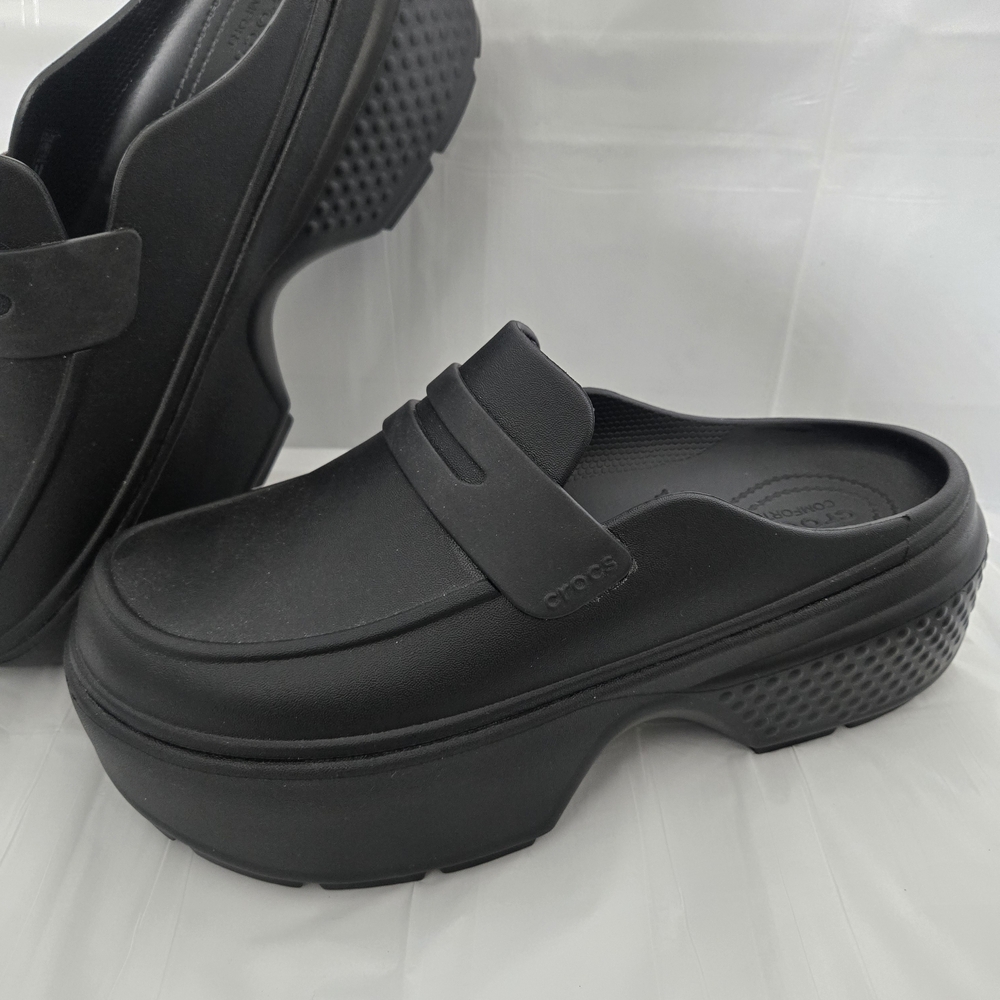 CROCS Black Platform Mules Slip-On Comfort